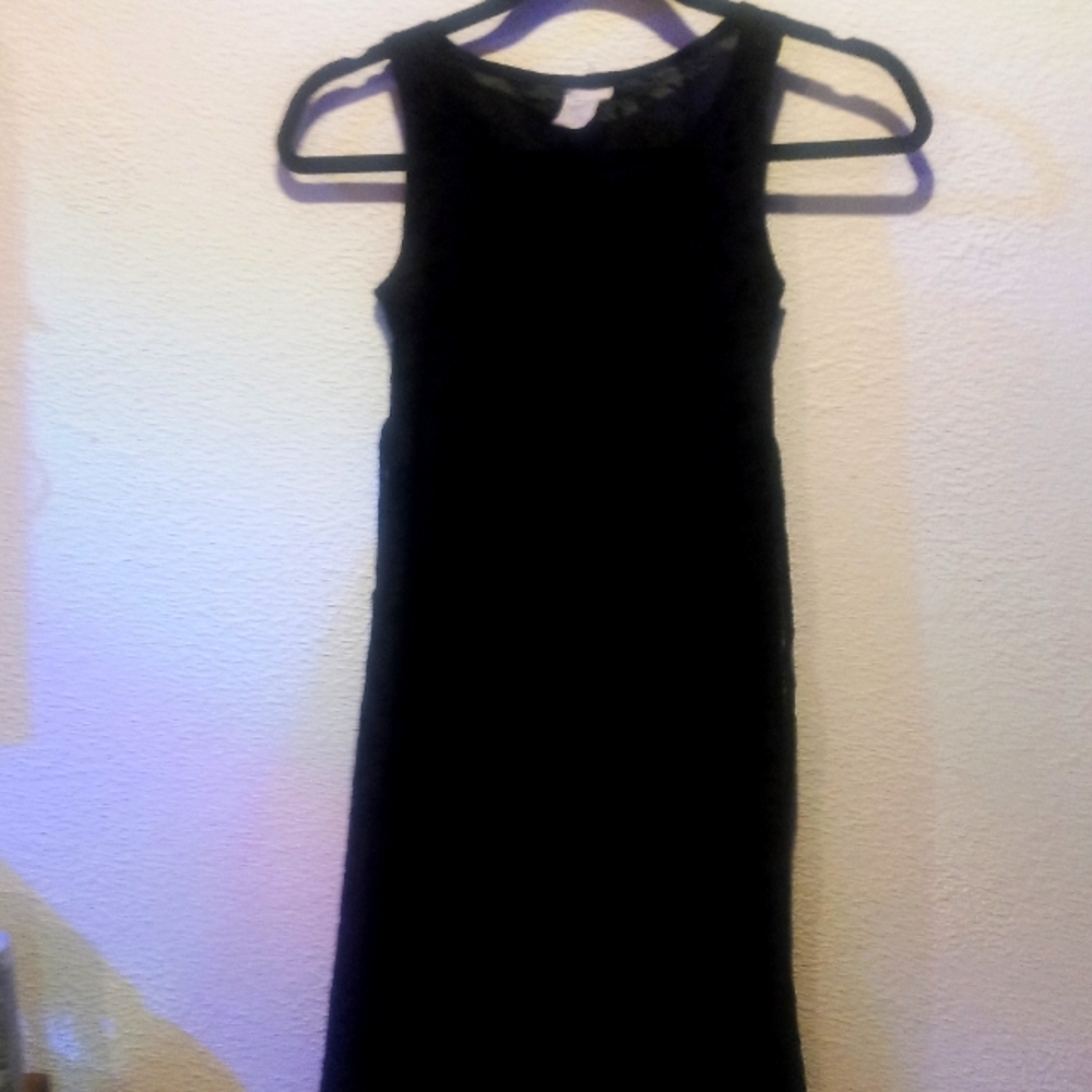 Black dress with flowers and vines